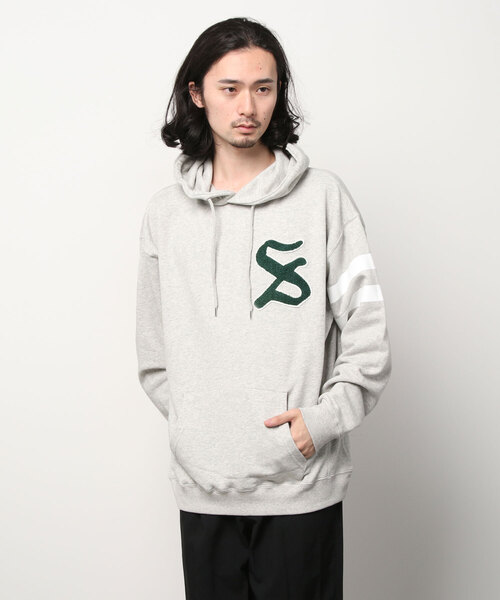 SUGGESTION(サジェッション)の「【SUGGESTION】ヘビーウエイト裏毛ビックプルオーバーカレッジパーカー(パーカー・メンズ・ホワイト/ネイビー/グリーン/杢グレー/バーガンディー/チャコール・M/L)」の7枚目の写真