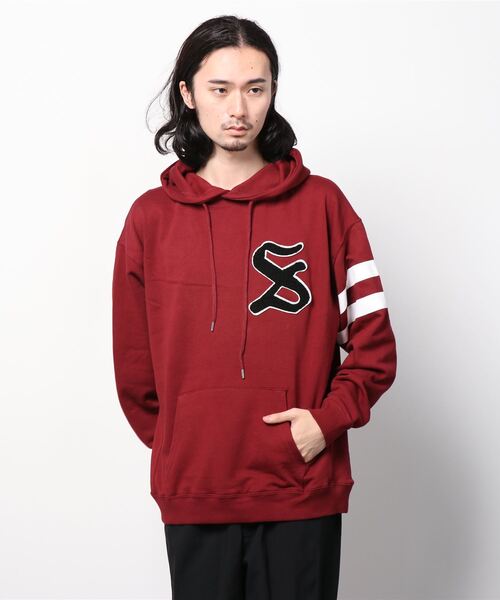 SUGGESTION(サジェッション)の「【SUGGESTION】ヘビーウエイト裏毛ビックプルオーバーカレッジパーカー(パーカー・メンズ・ホワイト/ネイビー/グリーン/杢グレー/バーガンディー/チャコール・M/L)」の14枚目の写真