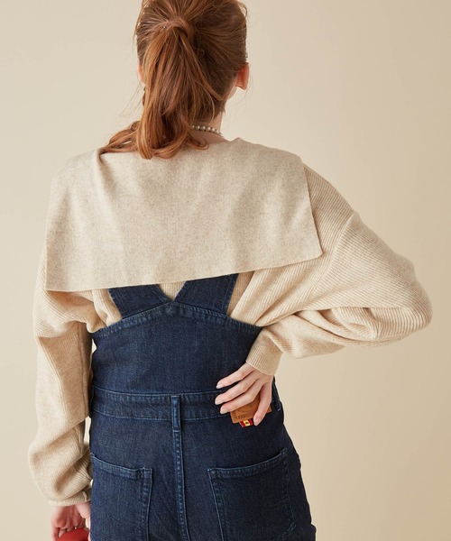 MADEMOISELLE ROPE'（マドモアゼル ロペ）の「<春まで使える>セーラーカラーショートニットプルオーバー（ニット/セーター・レディース・ホワイト/ベージュ/グリーン・38）」の8枚目の写真