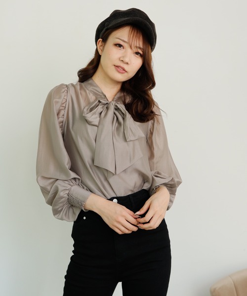 LIPSERVICE（リップサービス）の「2wayリボンシアーブラウス（シャツ/ブラウス・レディース・パープル/ブルー/その他1/グレー系その他/ホワイト・FREE）」の3枚目の写真