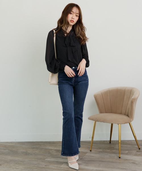 LIPSERVICE（リップサービス）の「2wayリボンシアーブラウス（シャツ/ブラウス・レディース・パープル/ブルー/その他1/グレー系その他/ホワイト・FREE）」の10枚目の写真