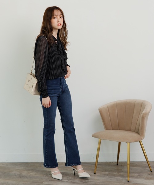 LIPSERVICE（リップサービス）の「2wayリボンシアーブラウス（シャツ/ブラウス・レディース・パープル/ブルー/その他1/グレー系その他/ホワイト・FREE）」の11枚目の写真