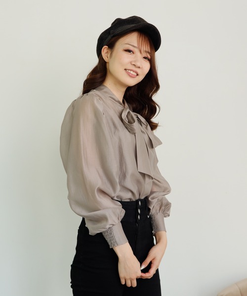 LIPSERVICE（リップサービス）の「2wayリボンシアーブラウス（シャツ/ブラウス・レディース・パープル/ブルー/その他1/グレー系その他/ホワイト・FREE）」の12枚目の写真