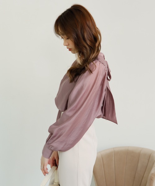 LIPSERVICE（リップサービス）の「2wayリボンシアーブラウス（シャツ/ブラウス・レディース・パープル/ブルー/その他1/グレー系その他/ホワイト・FREE）」の16枚目の写真