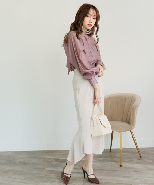 LIPSERVICE（リップサービス）の「2wayリボンシアーブラウス（シャツ/ブラウス・レディース・パープル/ブルー/その他1/グレー系その他/ホワイト・FREE）」の18枚目の写真