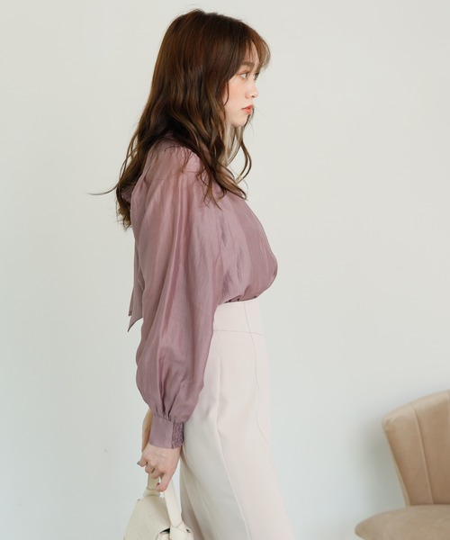 LIPSERVICE（リップサービス）の「2wayリボンシアーブラウス（シャツ/ブラウス・レディース・パープル/ブルー/その他1/グレー系その他/ホワイト・FREE）」の20枚目の写真