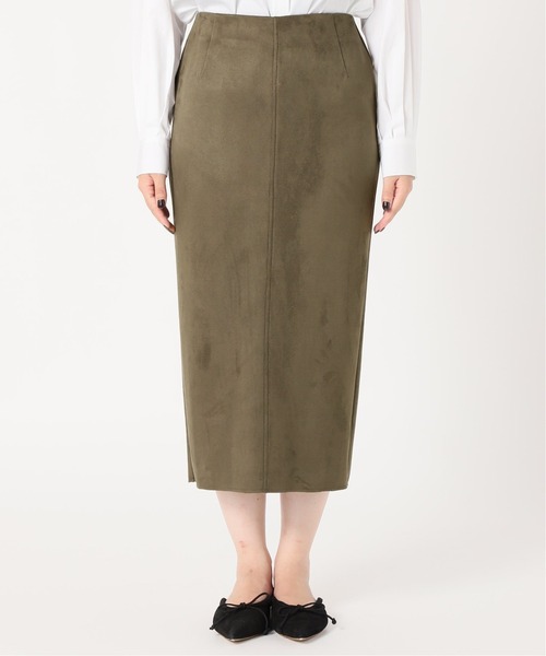 Spick & Span（スピックアンドスパン）の「フェイクスエードストレッチタイトジップスカート◆（スカート・レディース・ライトグレー/カーキ・40/38/36/34）」の3枚目の写真