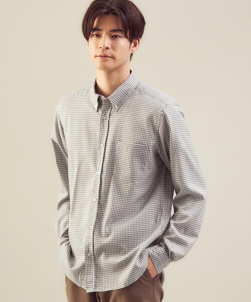 green label relaxing(グリーンレーベルリラクシング)の「<green label relaxing>ビエラ ギンガム ボタンダウン 長袖 シャツ -防シワ-(シャツ/ブラウス・メンズ・ブラック/ベージュ/ケリー・S/M/L/XL)」の2枚目の写真