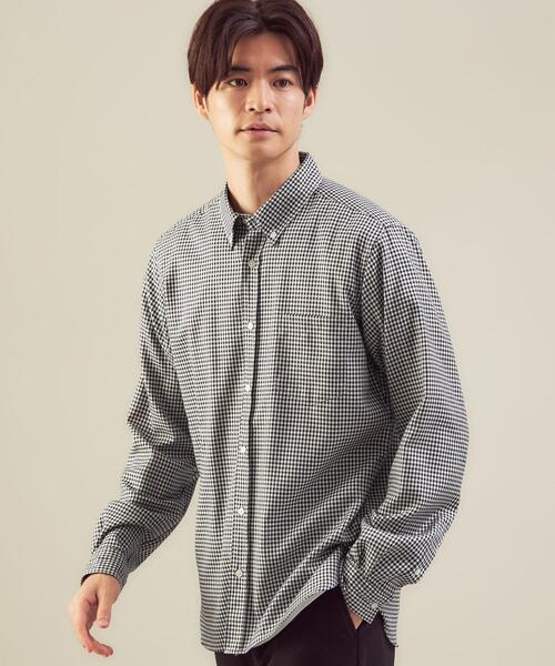 green label relaxing(グリーンレーベルリラクシング)の「<green label relaxing>ビエラ ギンガム ボタンダウン 長袖 シャツ -防シワ-(シャツ/ブラウス・メンズ・ブラック/ベージュ/ケリー・S/M/L/XL)」の1枚目の写真