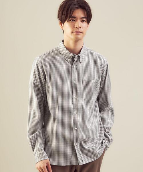 green label relaxing(グリーンレーベルリラクシング)の「<green label relaxing>ビエラ ギンガム ボタンダウン 長袖 シャツ -防シワ-(シャツ/ブラウス・メンズ・ブラック/ベージュ/ケリー・S/M/L/XL)」の7枚目の写真