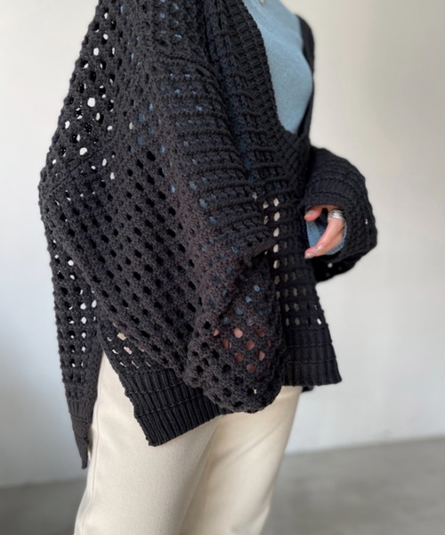 Solace（ソレイス）の「Vネッククロシェニットプルオーバー（ニット/セーター・レディース・ブラック/グレー/アイボリー/レッド・FREE）」の15枚目の写真