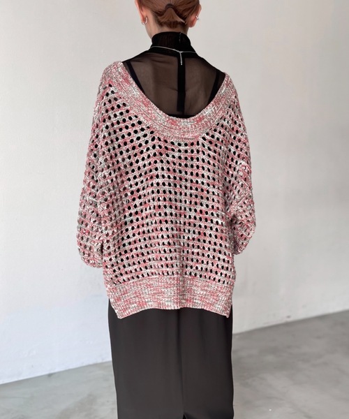 Solace（ソレイス）の「Vネッククロシェニットプルオーバー（ニット/セーター・レディース・ブラック/グレー/アイボリー/レッド・FREE）」の10枚目の写真