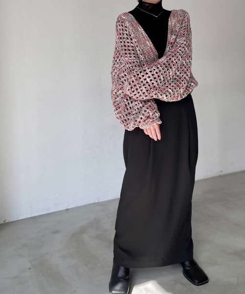 Solace（ソレイス）の「Vネッククロシェニットプルオーバー（ニット/セーター・レディース・ブラック/グレー/アイボリー/レッド・FREE）」の20枚目の写真