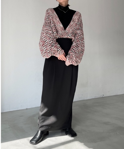 Solace（ソレイス）の「Vネッククロシェニットプルオーバー（ニット/セーター・レディース・ブラック/グレー/アイボリー/レッド・FREE）」の11枚目の写真