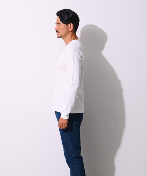 Blue Standard (ブルースタンダード)の「【BLUE STANDARD/ブルースタンダード】コットン100% フライスVネックロンT(Tシャツ/カットソー・メンズ・ホワイト/ブラック/ネイビー/杢グレー・LARGE/X-LARGE/MEDIUM)」の13枚目の写真