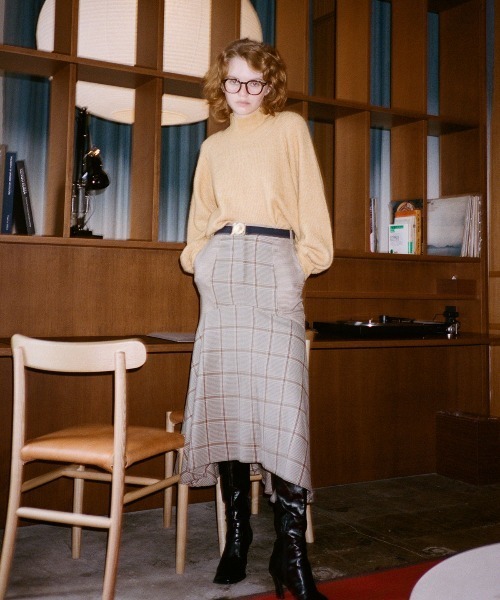 REDYAZEL（レディアゼル）の「ブロッキングチェックフレアスカート（スカート・レディース・ブラウン/グリーン/グレー・MEDIUM/SMALL）」の4枚目の写真