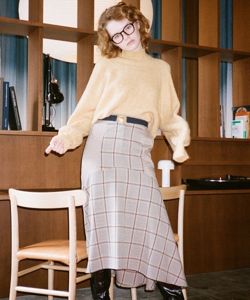 REDYAZEL（レディアゼル）の「ブロッキングチェックフレアスカート（スカート・レディース・ブラウン/グリーン/グレー・MEDIUM/SMALL）」の9枚目の写真