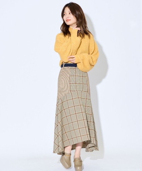 REDYAZEL（レディアゼル）の「ブロッキングチェックフレアスカート（スカート・レディース・ブラウン/グリーン/グレー・MEDIUM/SMALL）」の20枚目の写真