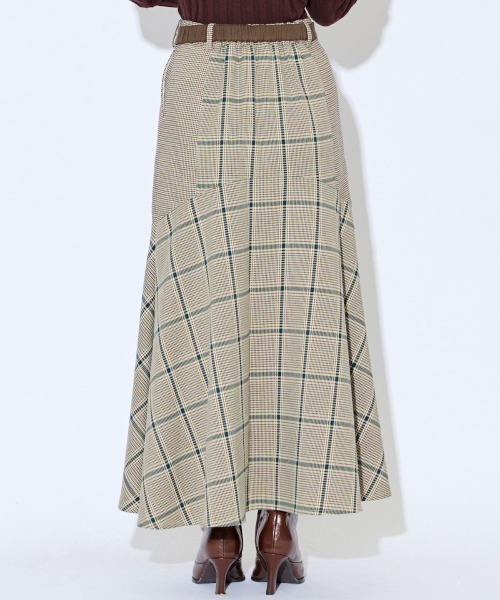 REDYAZEL（レディアゼル）の「ブロッキングチェックフレアスカート（スカート・レディース・ブラウン/グリーン/グレー・MEDIUM/SMALL）」の12枚目の写真
