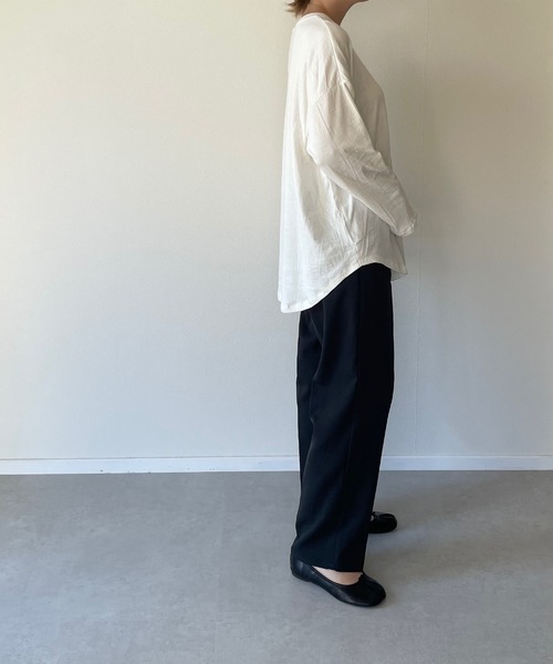 y/m by misato（イムバイミサト）の「コットンガーゼ接結ロンT（Tシャツ/カットソー・レディース・ブラック/オフホワイト・FREE）」の8枚目の写真