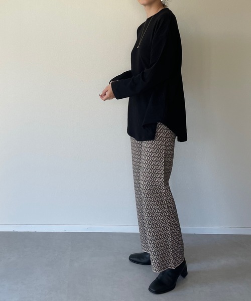 y/m by misato（イムバイミサト）の「コットンガーゼ接結ロンT（Tシャツ/カットソー・レディース・ブラック/オフホワイト・FREE）」の4枚目の写真
