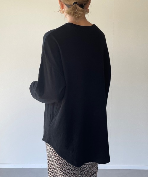 y/m by misato（イムバイミサト）の「コットンガーゼ接結ロンT（Tシャツ/カットソー・レディース・ブラック/オフホワイト・FREE）」の6枚目の写真