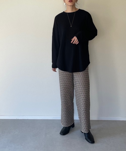 y/m by misato（イムバイミサト）の「コットンガーゼ接結ロンT（Tシャツ/カットソー・レディース・ブラック/オフホワイト・FREE）」の10枚目の写真