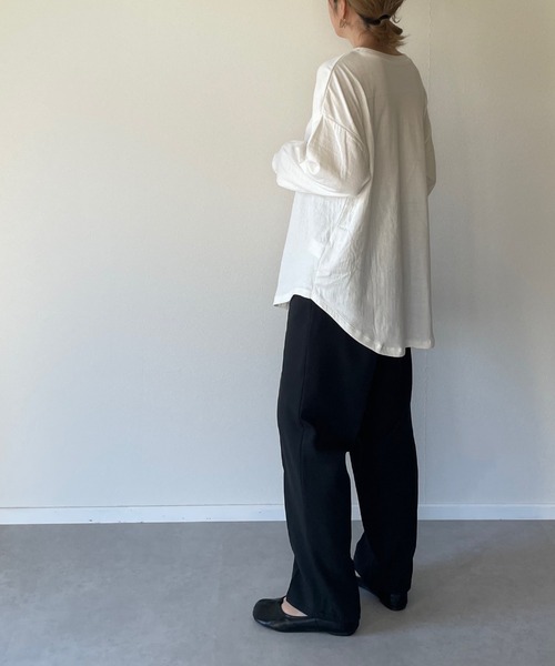y/m by misato（イムバイミサト）の「コットンガーゼ接結ロンT（Tシャツ/カットソー・レディース・ブラック/オフホワイト・FREE）」の7枚目の写真