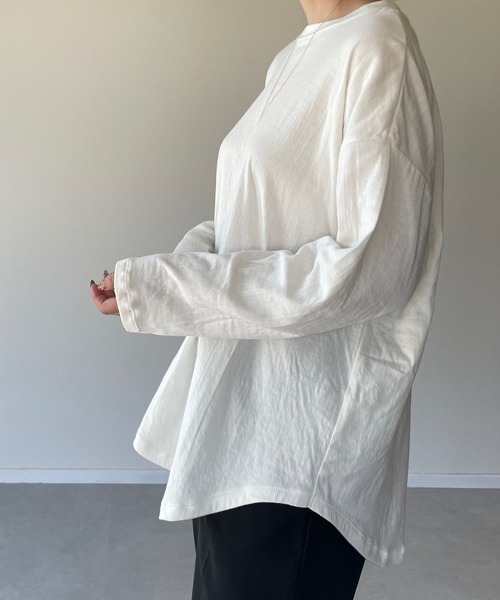y/m by misato（イムバイミサト）の「コットンガーゼ接結ロンT（Tシャツ/カットソー・レディース・ブラック/オフホワイト・FREE）」の5枚目の写真