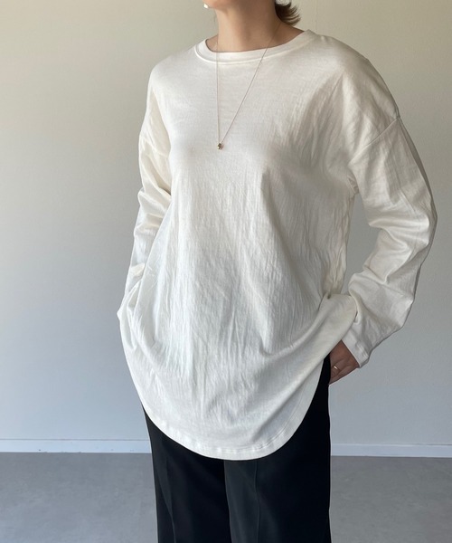 y/m by misato（イムバイミサト）の「コットンガーゼ接結ロンT（Tシャツ/カットソー・レディース・ブラック/オフホワイト・FREE）」の13枚目の写真