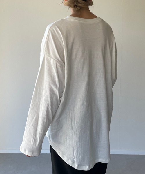 y/m by misato（イムバイミサト）の「コットンガーゼ接結ロンT（Tシャツ/カットソー・レディース・ブラック/オフホワイト・FREE）」の3枚目の写真