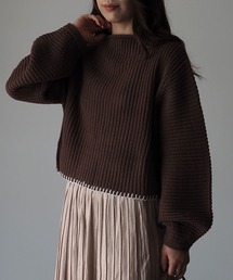 Riberry | 配色ステッチ入りショートニット(ニット/セーター)