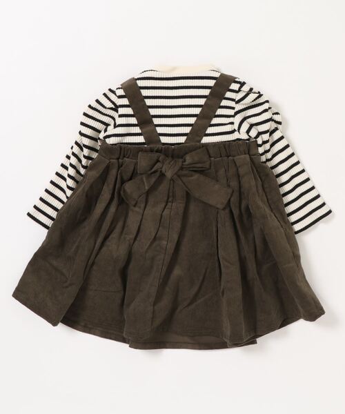 petit main（プティマイン）の「ジャンスカドッキングワンピース（ワンピース・キッズ・カーキ/ピンク・110cm/120cm/130cm/80ｃｍ/100cm/90cm）」の3枚目の写真