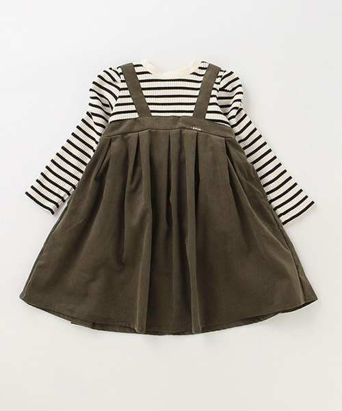 petit main（プティマイン）の「ジャンスカドッキングワンピース（ワンピース・キッズ・カーキ/ピンク・110cm/120cm/130cm/80ｃｍ/100cm/90cm）」の2枚目の写真