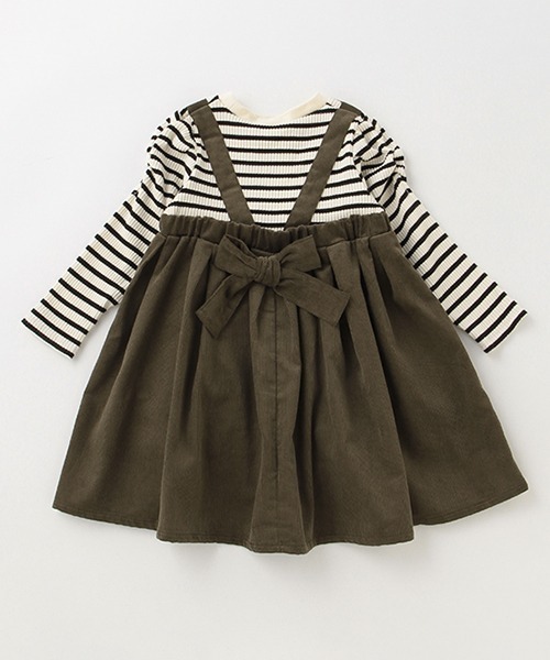 petit main（プティマイン）の「ジャンスカドッキングワンピース（ワンピース・キッズ・カーキ/ピンク・110cm/120cm/130cm/80ｃｍ/100cm/90cm）」の4枚目の写真