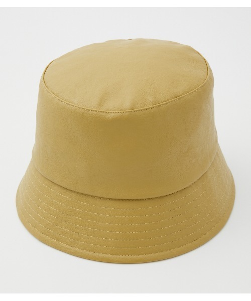 AZUL by moussy（アズールバイマウジー）の「FAUX LEATHER BUCKET HAT/フェイクレザーバケットハット（ハット・レディース・ブラック/ベージュ/ライトグリーン・FREE）」の5枚目の写真
