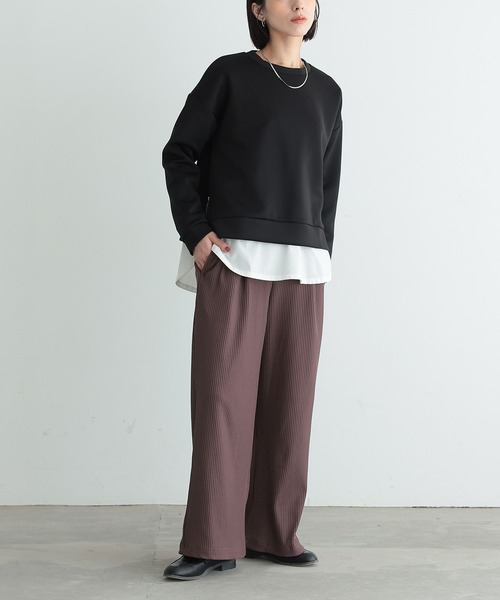 osharewalker（オシャレウォーカー）の「『裏起毛ワイドリブパンツ』（その他パンツ・レディース・モカ/ピンク/ブラック/グリーン・2/1）」の12枚目の写真