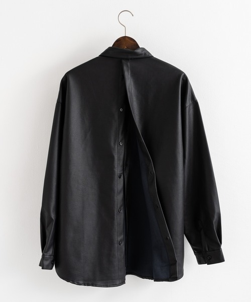 フェイクレザー シャツ ジャケット ゆったり シック 8756 フェイクレザー シャツ ジャケット ゆったり シック 8756
