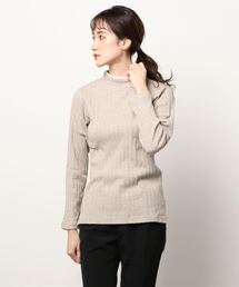 Samansa Mos2 | パターンメッシュレース付スタンドネックカットソー(Tシャツ/カットソー)