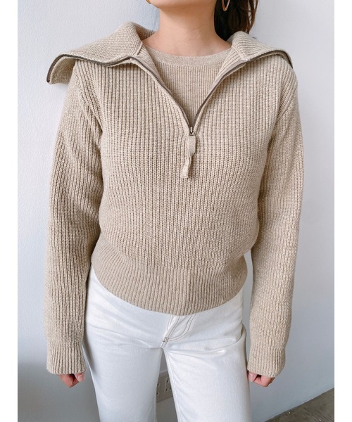 Vicente(ヴィセンテ)の「Layered knit(ニット/セーター・レディース・ベージュ/ブルー/ブラック・FREE)」の6枚目の写真