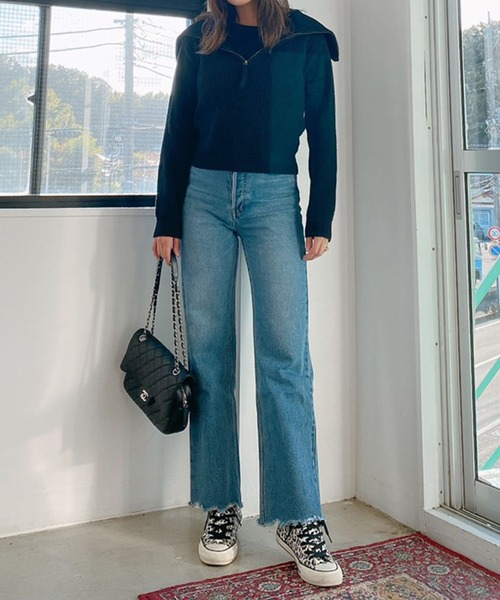 Vicente(ヴィセンテ)の「Layered knit(ニット/セーター・レディース・ベージュ/ブルー/ブラック・FREE)」の4枚目の写真