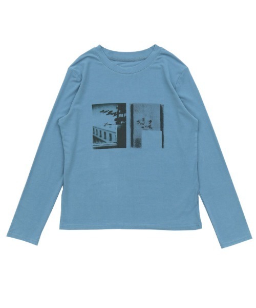 select MOCA(セレクトモカ)の「グラフィックプリントロングTシャツ(Tシャツ/カットソー・レディース・ホワイト/ブルー/ライトベージュ・FREE)」の6枚目の写真