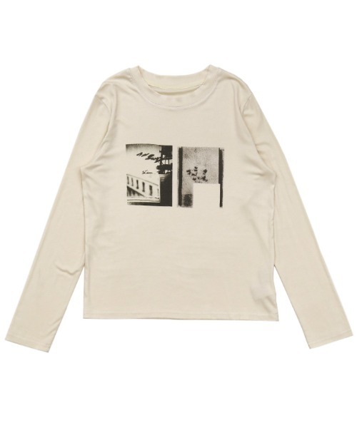 select MOCA(セレクトモカ)の「グラフィックプリントロングTシャツ(Tシャツ/カットソー・レディース・ホワイト/ブルー/ライトベージュ・FREE)」の5枚目の写真