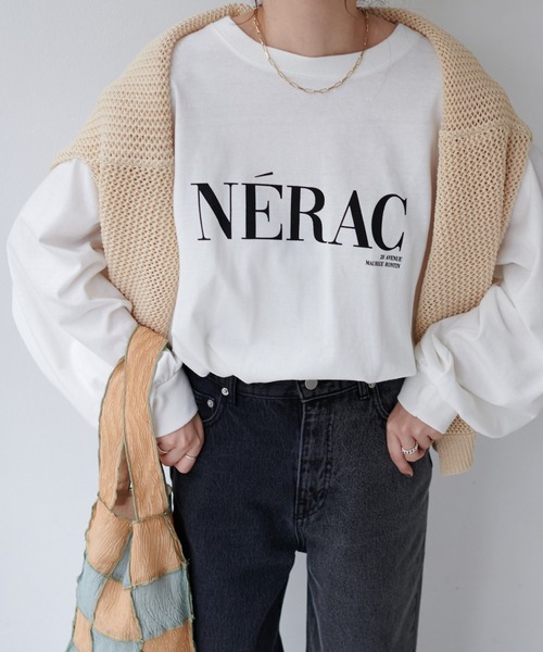 DISCOAT（ディスコート）の「NERACプリントロングTシャツ（Tシャツ/カットソー・レディース・オフホワイト/ブラック/ライトグレー・FREE）」の8枚目の写真