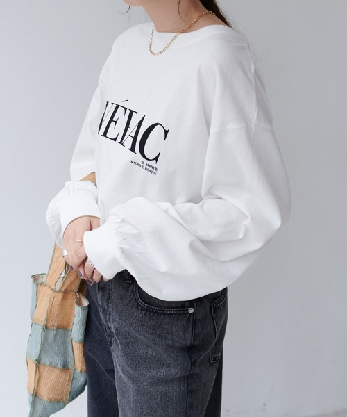 DISCOAT（ディスコート）の「NERACプリントロングTシャツ（Tシャツ/カットソー・レディース・オフホワイト/ブラック/ライトグレー・FREE）」の13枚目の写真