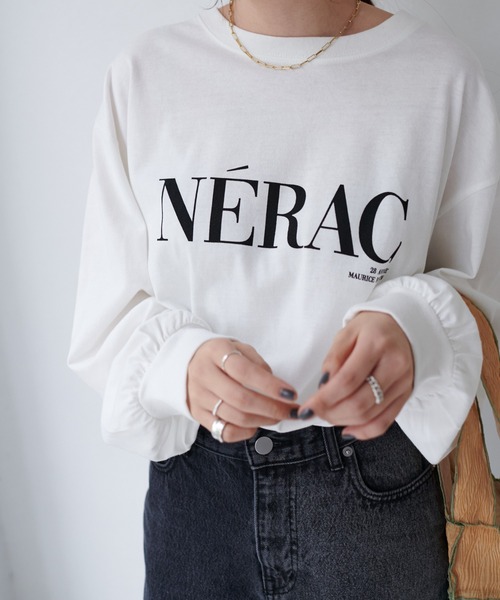 DISCOAT（ディスコート）の「NERACプリントロングTシャツ（Tシャツ/カットソー・レディース・オフホワイト/ブラック/ライトグレー・FREE）」の12枚目の写真