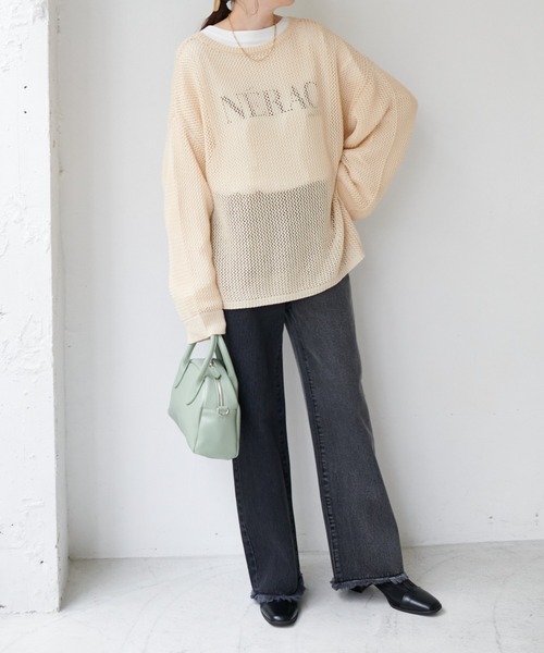 DISCOAT（ディスコート）の「NERACプリントロングTシャツ（Tシャツ/カットソー・レディース・オフホワイト/ブラック/ライトグレー・FREE）」の15枚目の写真