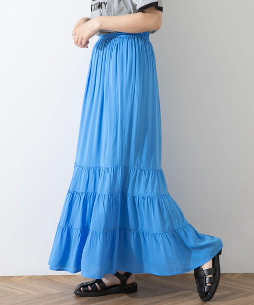 SENSE OF PLACE by URBAN RESEARCH（センスオブプレイスバイアーバンリサーチ）の「ティアードスカート（スカート・レディース・ブルー系その他/ライトベージュ/オレンジ系その他/ブラック/イエロー/グリーン/ブルー・ONE）」の5枚目の写真