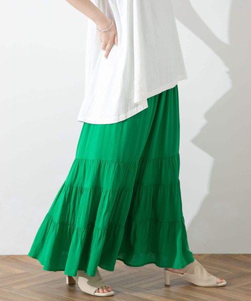 SENSE OF PLACE by URBAN RESEARCH（センスオブプレイスバイアーバンリサーチ）の「ティアードスカート（スカート・レディース・ブルー系その他/ライトベージュ/オレンジ系その他/ブラック/イエロー/グリーン/ブルー・ONE）」の4枚目の写真