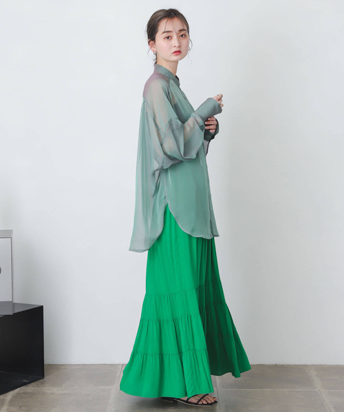 SENSE OF PLACE by URBAN RESEARCH（センスオブプレイスバイアーバンリサーチ）の「ティアードスカート（スカート・レディース・ブルー系その他/ライトベージュ/オレンジ系その他/ブラック/イエロー/グリーン/ブルー・ONE）」の21枚目の写真